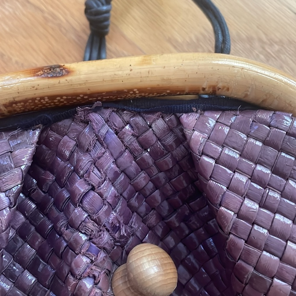 Vintage Neiman Marcus purple Straw Crossbody Bag - Picture 14 of 16